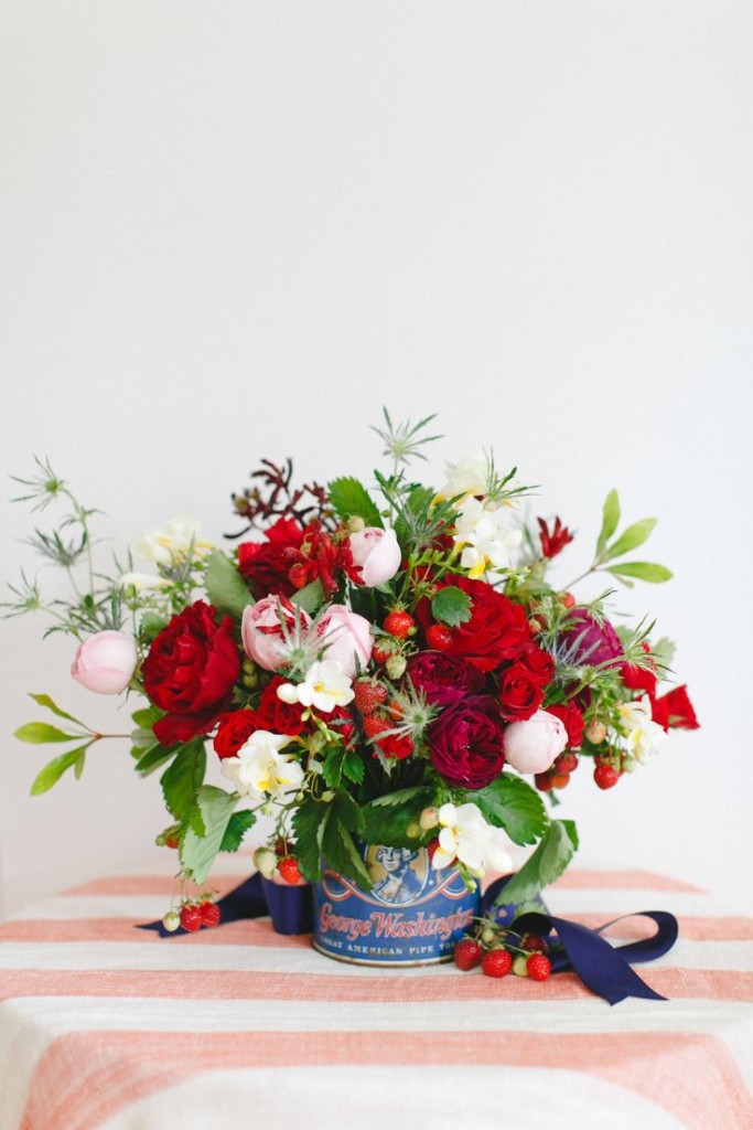 red, white and blue centerpieces