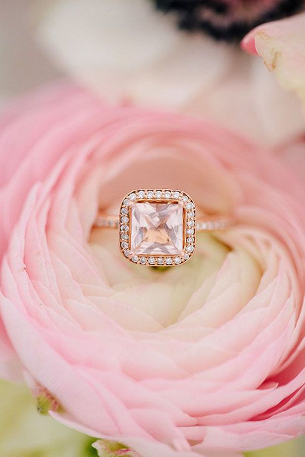 rose diamond with rose gold engagement rings