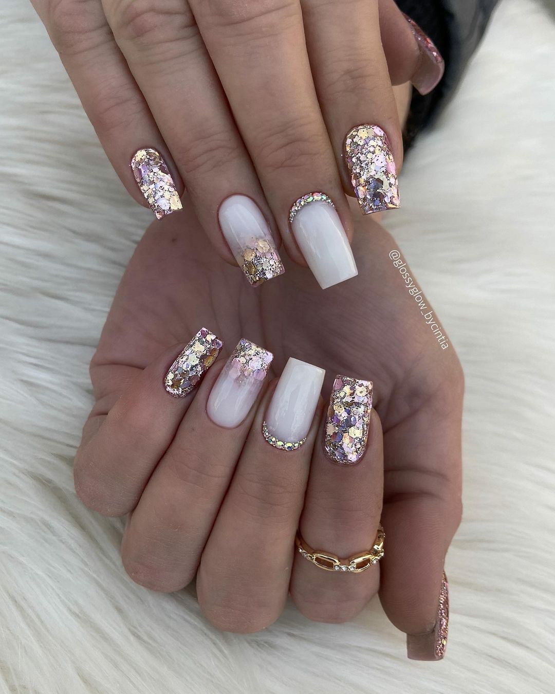 rose gold metallic wedding guest nail