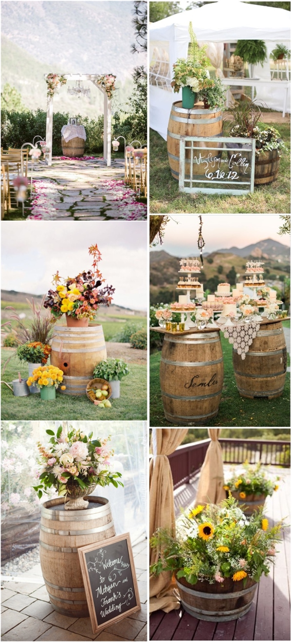 rustic country outdoor wedding ideas with wine barrels