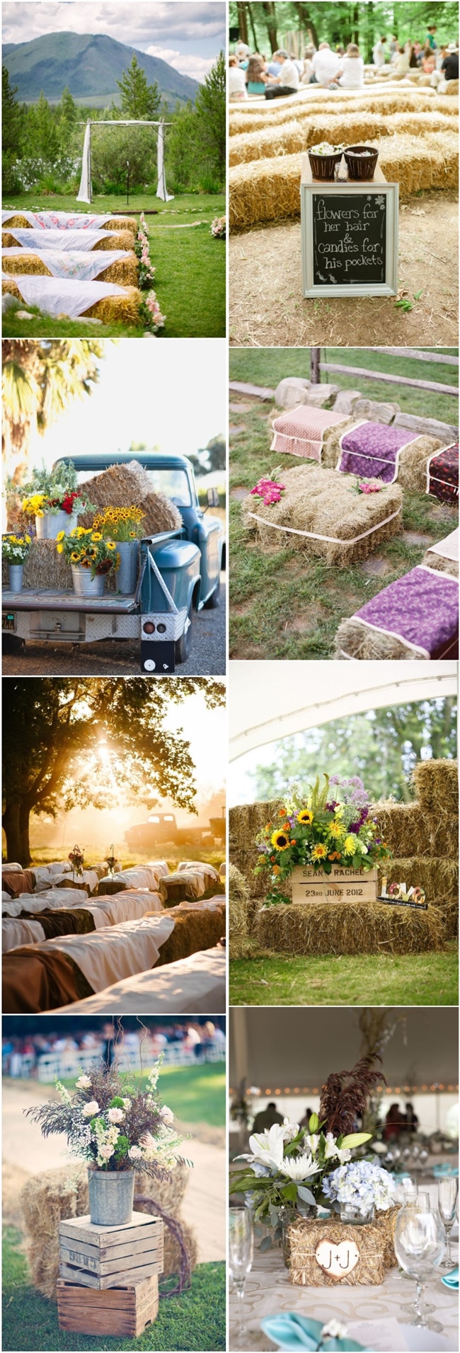 rustic country wedding ideas- hay bales wedding decors