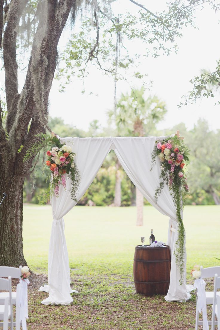 rustic wine barrel wedding arch ideas