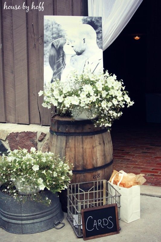 rustic wine barrels country wedding reception