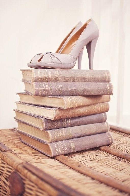 shoes on books wedding day photo