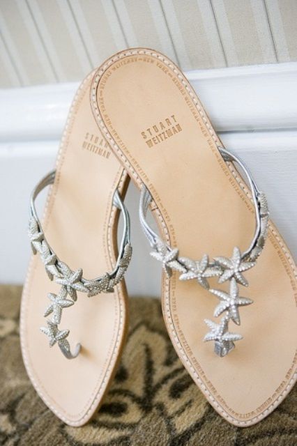 silver Starfish wedding flats