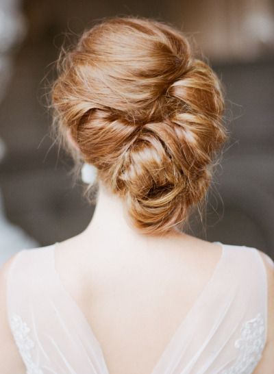 simple wedding updo hairstyle for bride