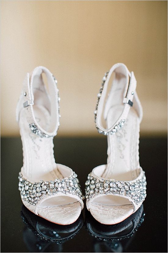 sparkly silver wedding heels for bride