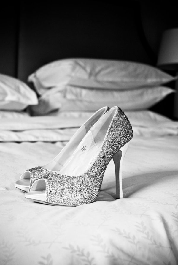 sparkly silver wedding heels
