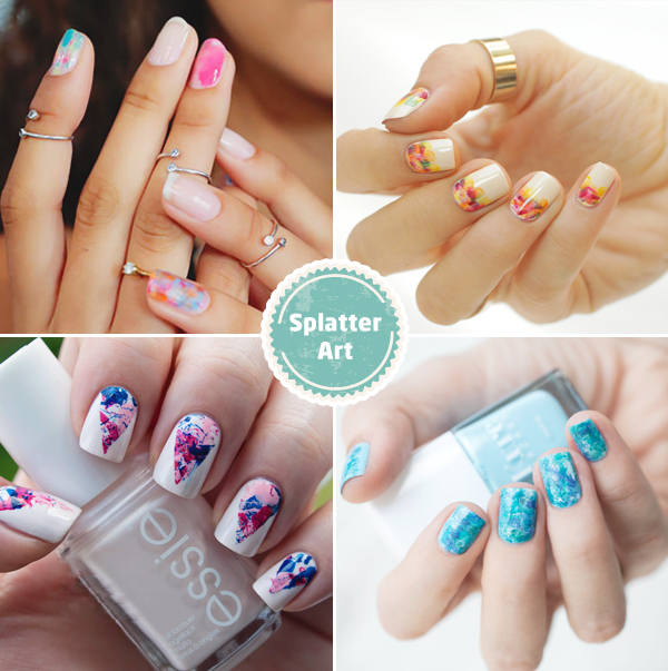 splatter art wedding nail art