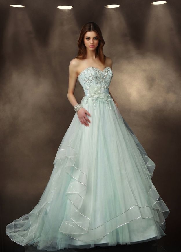 sweetheart mint wedding dress