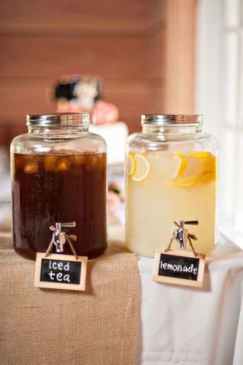tea and lemonade jars for barn wedding