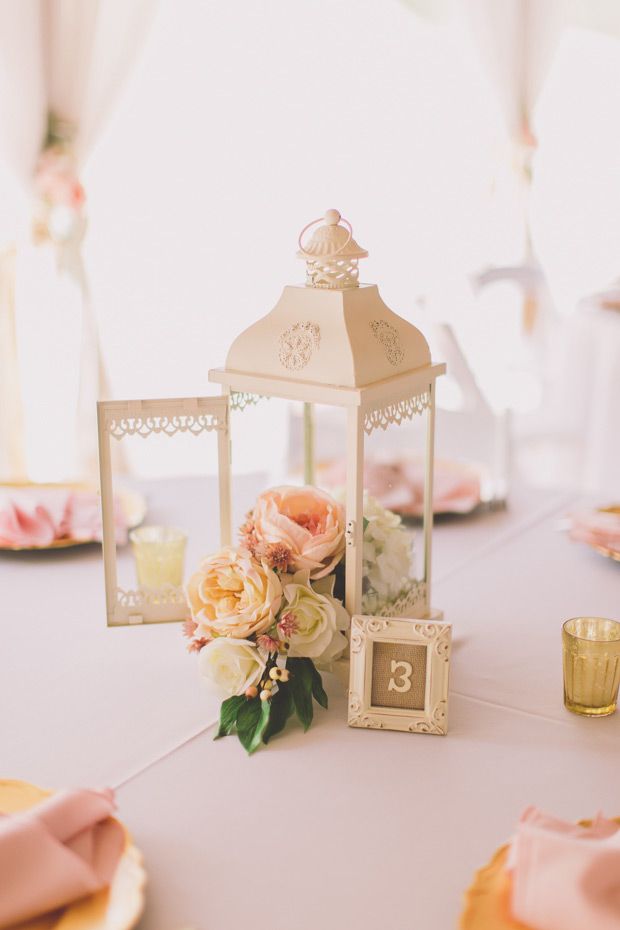 vintage blush pink lantern wedding centerpiece