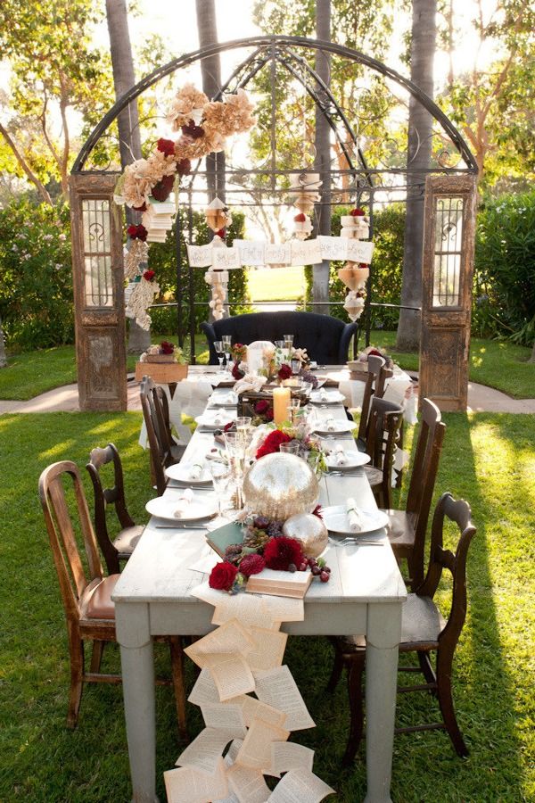 vintage books wedding table runner