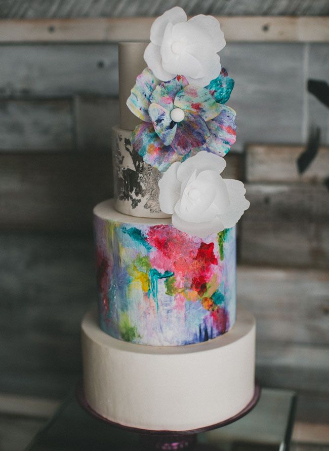 watercolor wedding cake