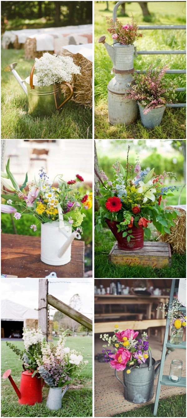 watering can wedding decor ideas - rustic country wedding ideas