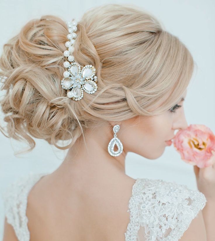 wedding updo with pretty hair accessory