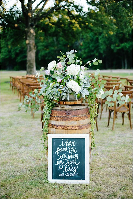 whiskey barrel rustic wedding decor