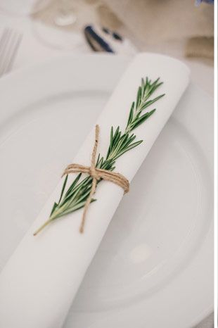 white and green table settings