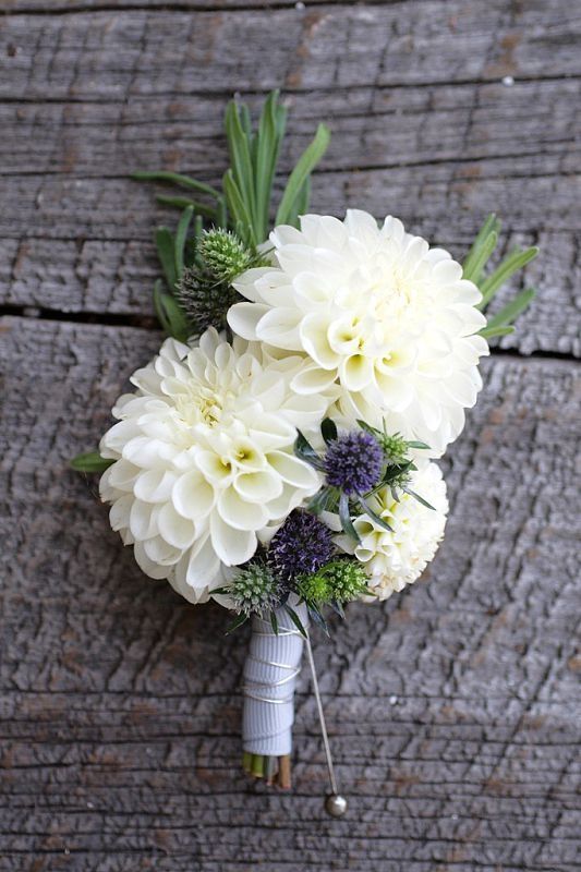 white dahlia boutonniere