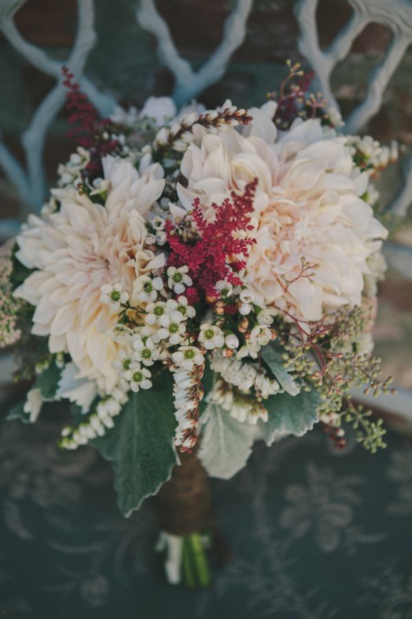 white dahlia bridal bouquet