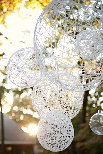 white string balls wedding decor ideas