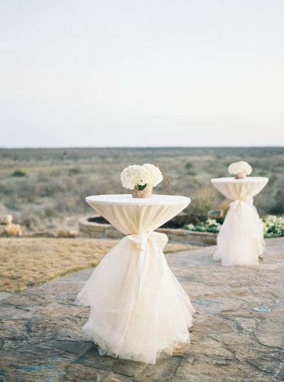 white tulle wedding tables