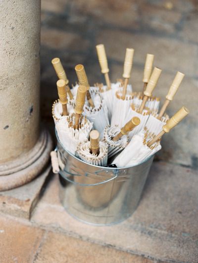 white umbrellas for vintage wedding