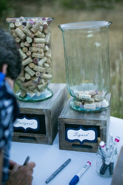 wine cork guest book with Sharpie paint markers