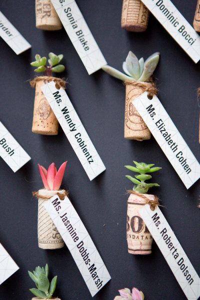wine cork place card and favor in one