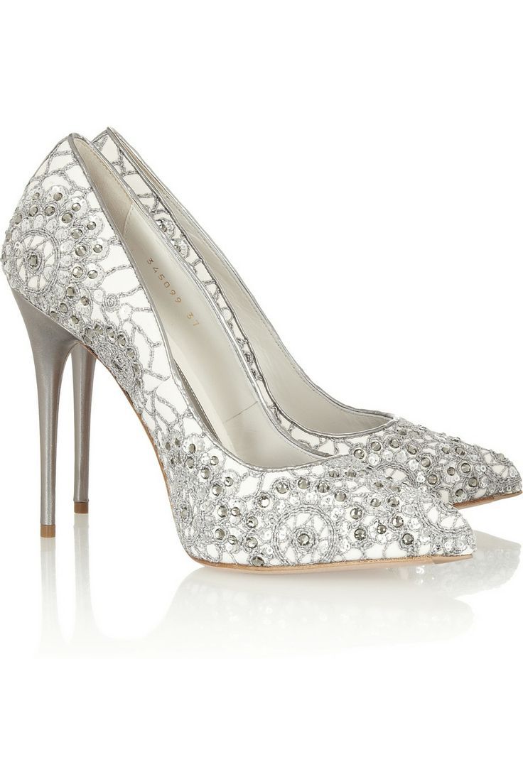 Alexander Mcqueen silver and white pumps