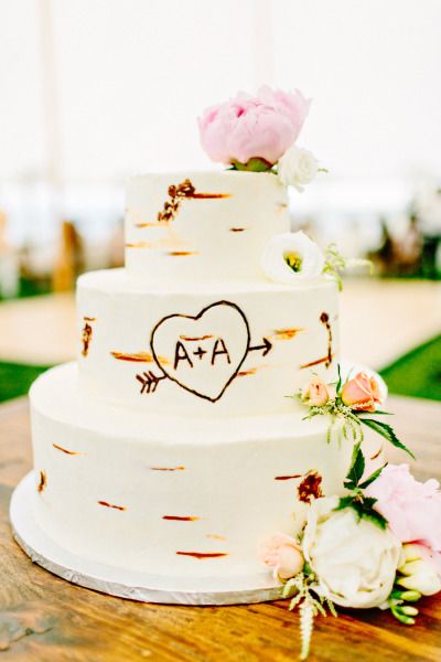 Birch inspired wedding cake