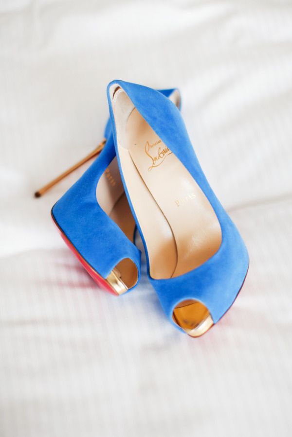 Cobalt blue suede open toe wedding heels