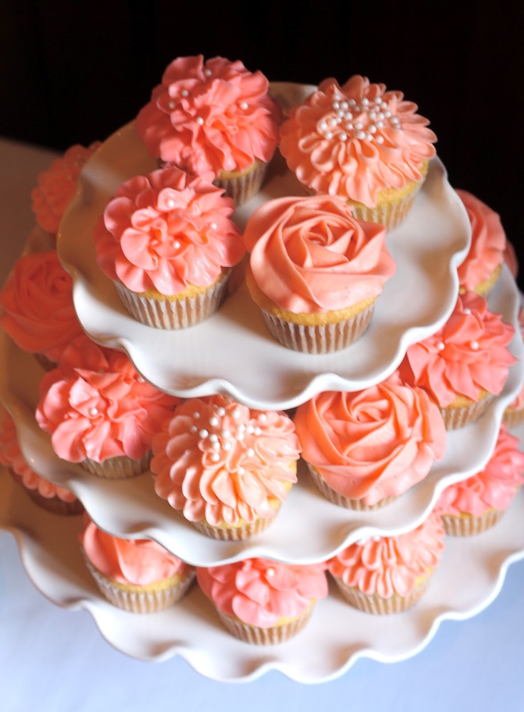 Coral Wedding Cupcakes
