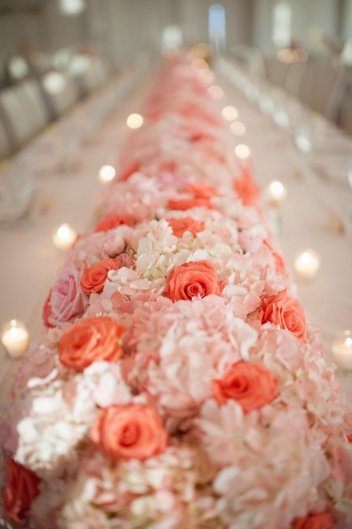 Coral and Pink Floral Wedding Centerpieces