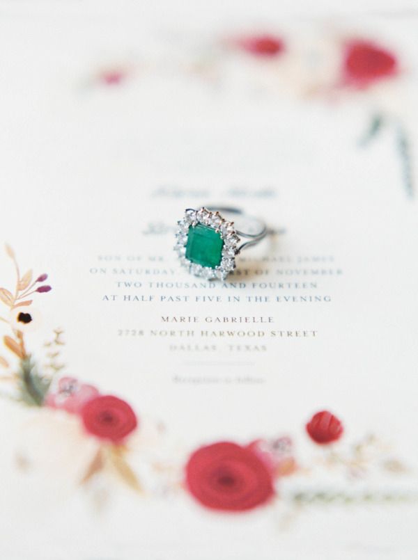 Emerald diamond engagement ring