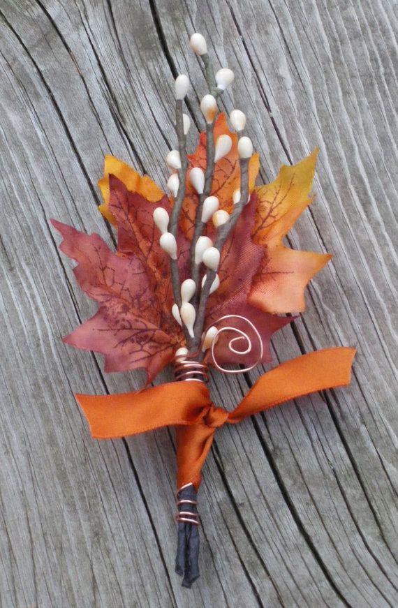 Fall Wedding Boutonniere Maple & Twigs