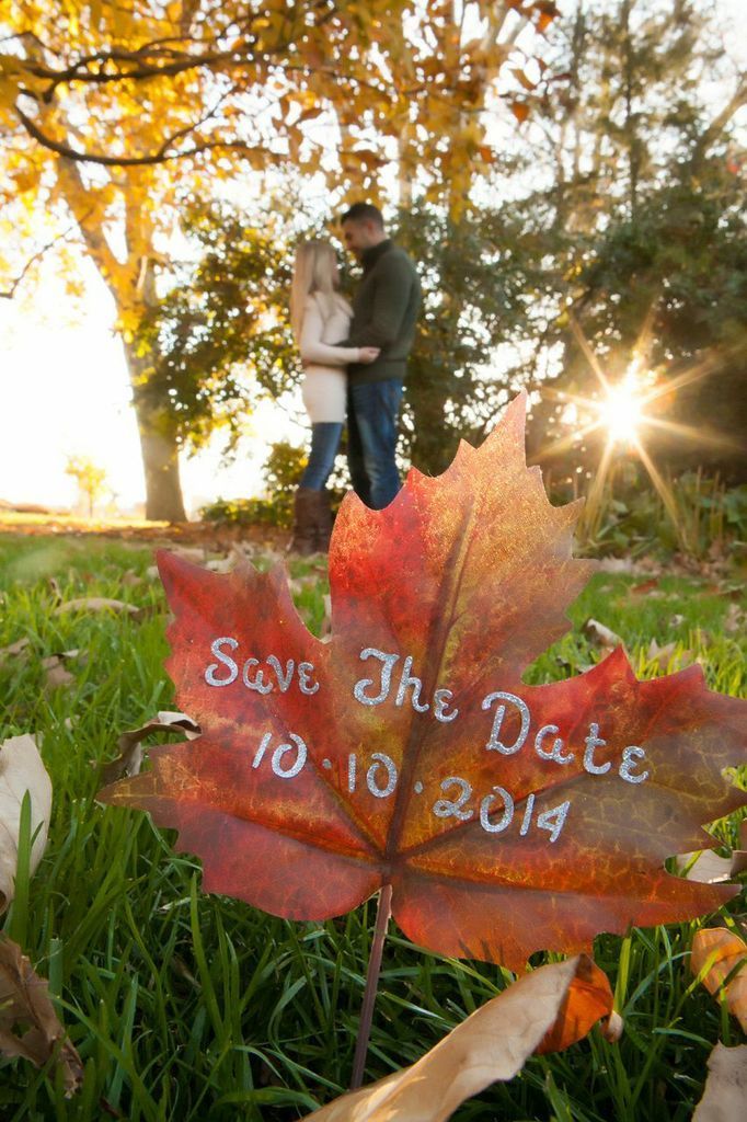 40+ Gorgeous Fall Leaves Wedding Ideas 13 Fall save the date photo idea