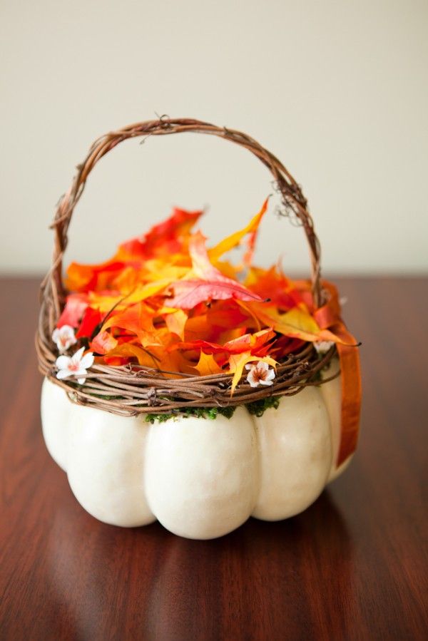 40+ Gorgeous Fall Leaves Wedding Ideas 22 Flower girl's pumpkin basket