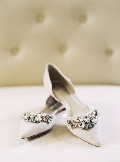 Glam wedding flats with diamond details