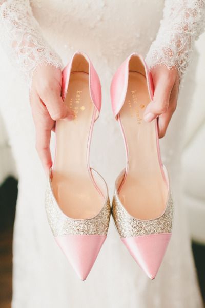 Gold glitter and pink Kate Spade heels