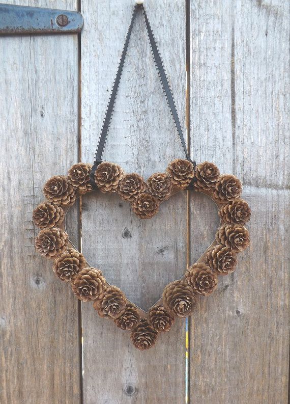 Heart Shaped Pine Cone Wreath Rustic decor Wreath