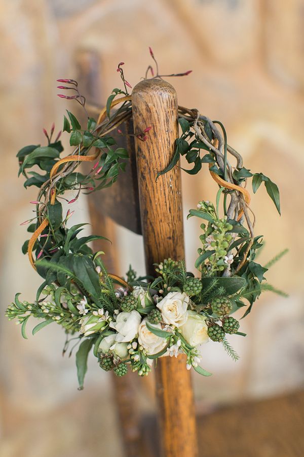 Ivory and Green Vine Floral Wreath