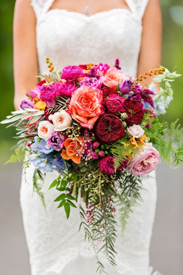 Jewel Toned Masterpiece Garden Roses Wedding Bouquet