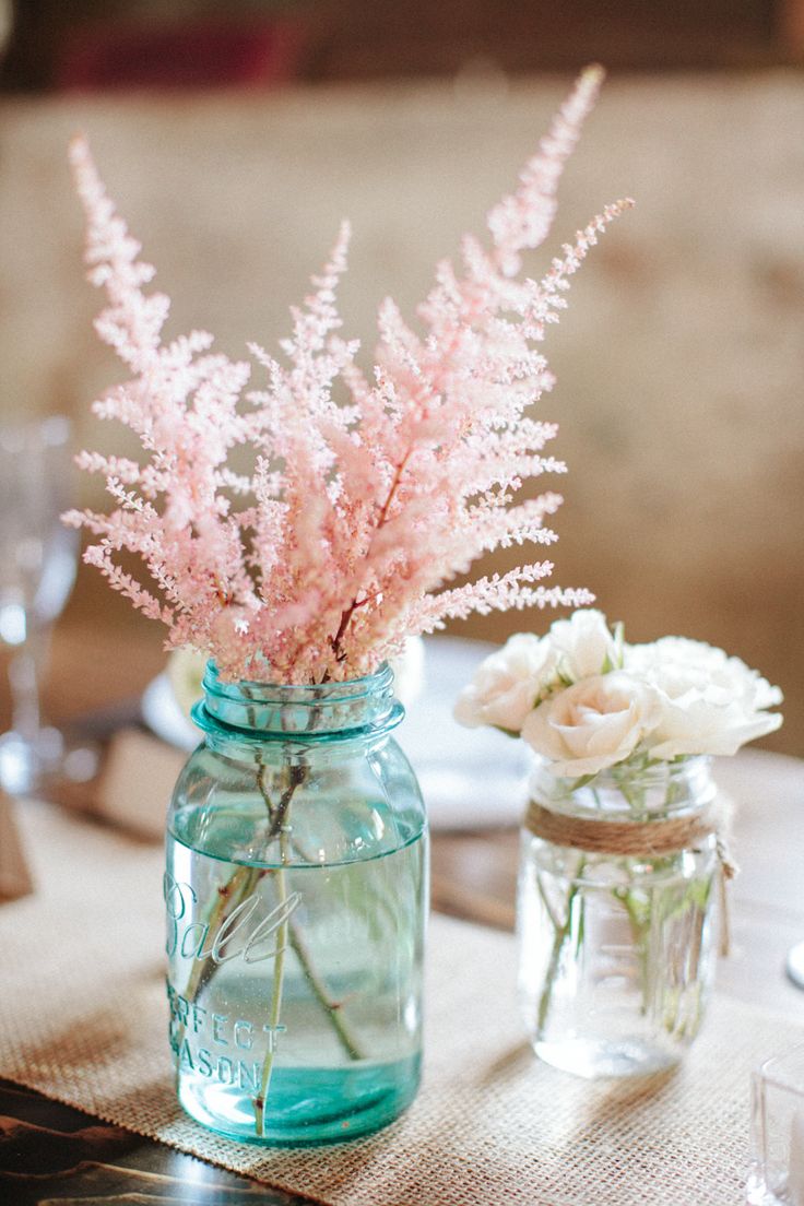 Mason jars and pretty flowers
