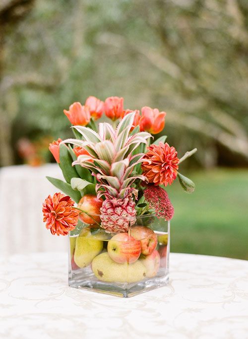 Pineapples complement wedding centerpieces