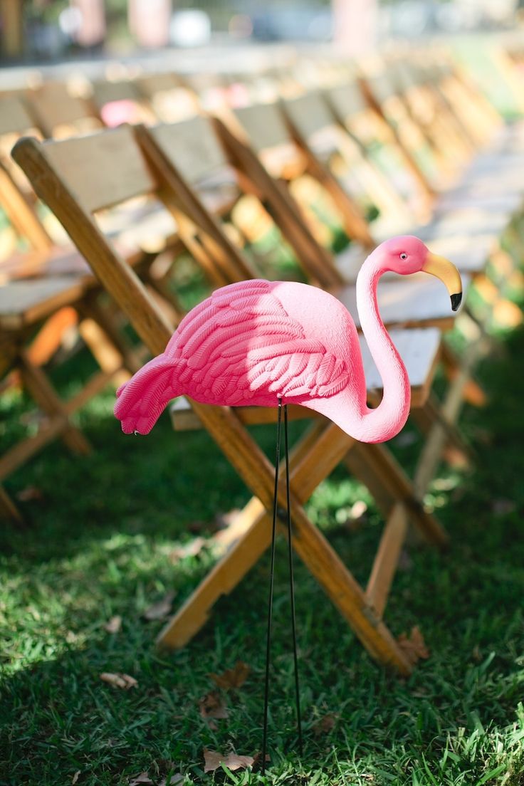 Pink flamingo aisle decoration