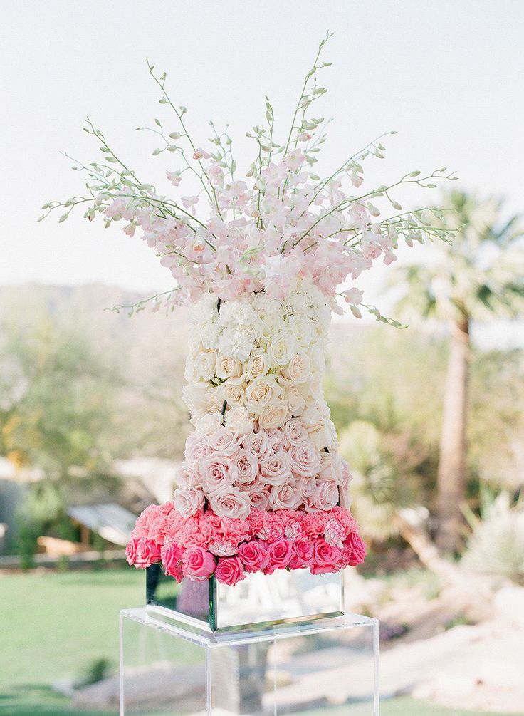 30 Totally Breath-taking Ways To Use Ombre Wedding Flowers 22 Rose Ombre Floral Arrangement