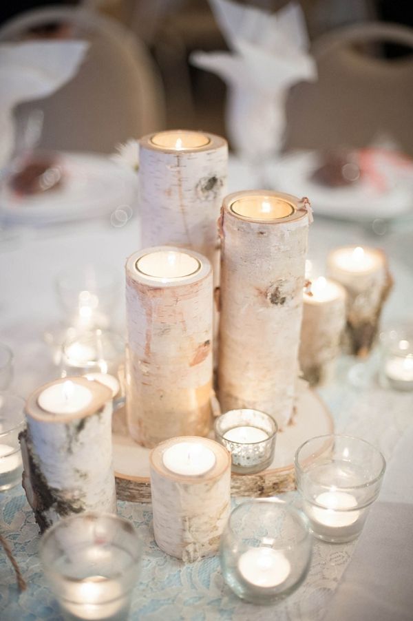 Tidewater Birch Candle Wedding Centerpiece Ideas