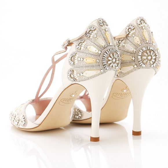Vintage Wedding Shoes with Beaded Back Details from Emmy Shoes of London