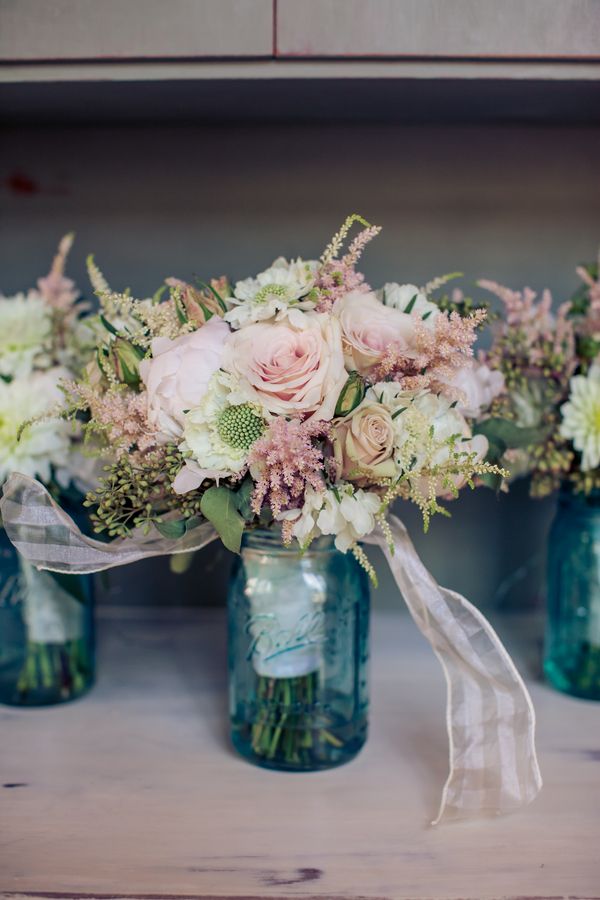 WildFlower in Blue Mason Jars